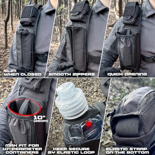 WYNEX Molle Backpack Shoulder Strap Pouches of Water Bottle Pouch Version - color: Black