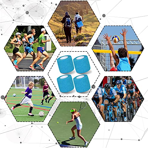 8 Pack 2 in x 5 Yards Cohesive Wrap Self Adhesive Bandage Wrap Elastic Self Adherent Bandage Self Stick Vet Tape for Athletic, Wrist, Ankle, Knees, Pets (Blue) - color: Blue, size: 2 Inch