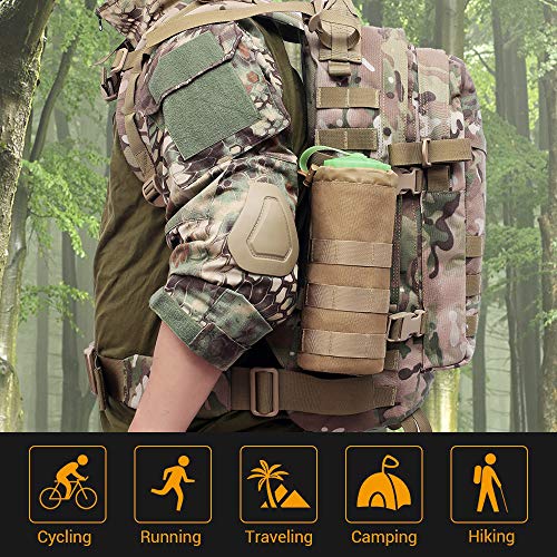 Water Bottles Pouches - 1000D Tactical Molle Drawstring 32OZ Hydration Carrier Bag - color: 2 Pack Tan