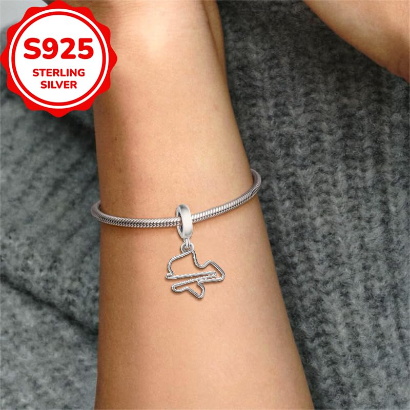 F1&Famous Race Racetrack Charm for Bracelet Necklaces, S925 Sterling Silver Charms, UK Brazil Spain Race Track Charms Jewelry Racing Souvenirs Gift - color: Race Racetrack Q3912