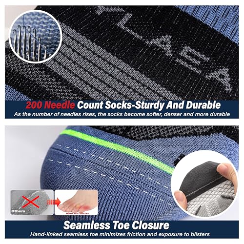 Hylaea Compression Ankle Socks for Running Athletic, Moisture Wicking - color: Blue 6 Pairs, size: Medium