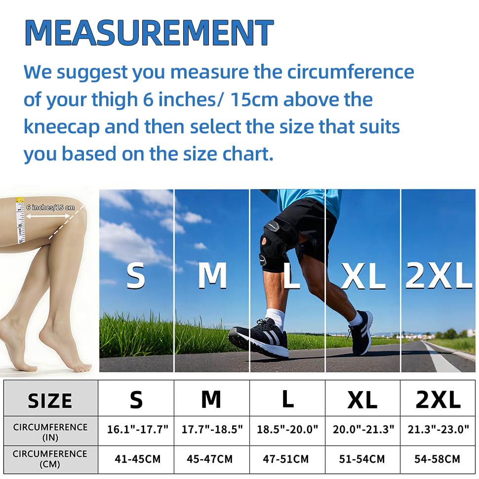 Hinged Knee Brace for Men,Women,Knee Pain,Arthritis,Meniscus Tear(Medium) - size: Medium
