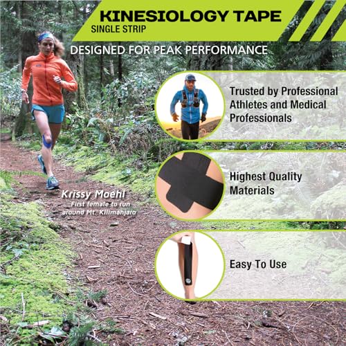 Pro-Tec Athletics Kinesiology Tape, Pre-Cut Strips for Muscle Tightness, Soft Tissue Support, Circulation, Reduced Fatigue - color: Pink/Black