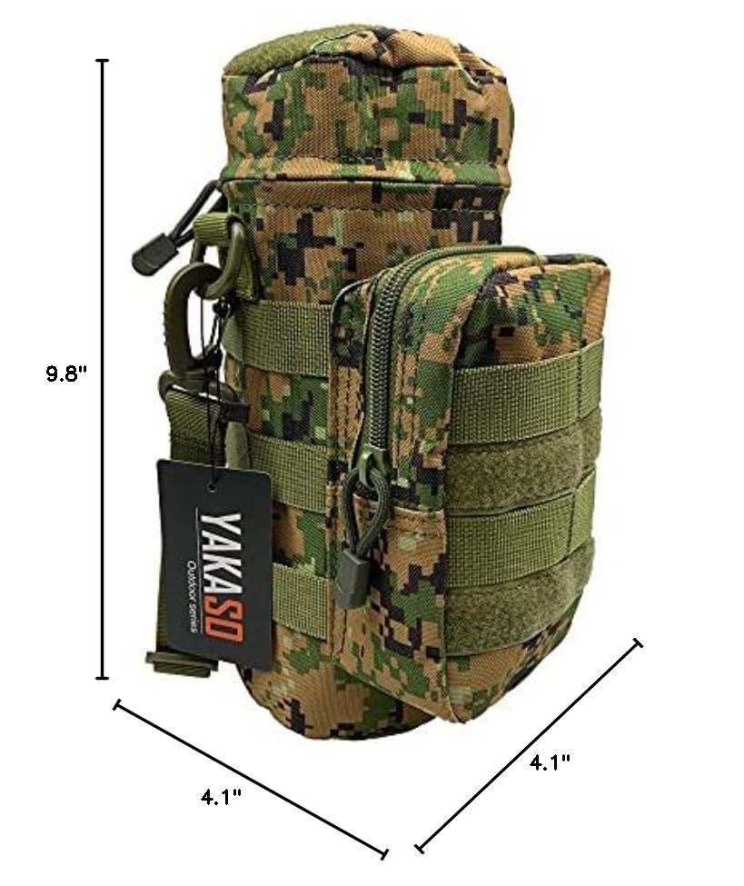 Tactical Molle Water Bottle Holder Pouch Hydration Carrier Bag Tactical EDC Water Bottle Carrier with Detachable Shoulder Strap for Hiking Camping Outdoor Sport Travel - color: Jungle Digital