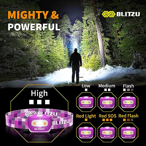 LED Headlamp, Super Bright Headlight Flashlight, Kids & Adults Outdoor Use - color: Purple