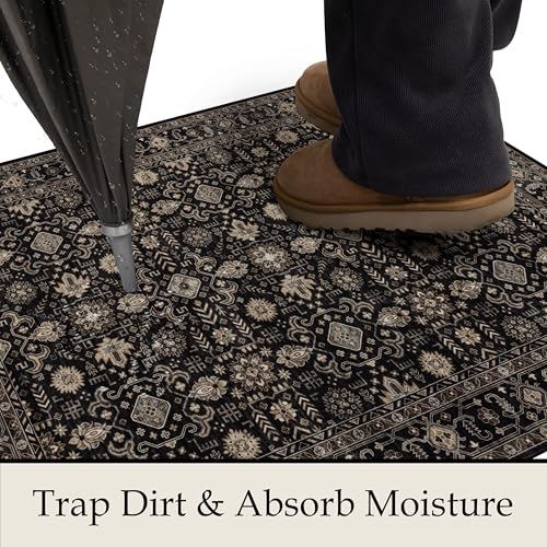Ruaruarug Washable Small Area Rug 2×3 for Entryway, Ultra Soft, Black Gold - color: Black Gold, size: 2' x 3' (Rectangular)