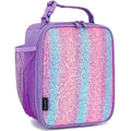FlowFly Lunch box Insulated Soft Bag Mini Cooler Back to School Thermal Meal Tote Kit for Girls, Boys,Purple#Glitter - color: Purple#Glitter