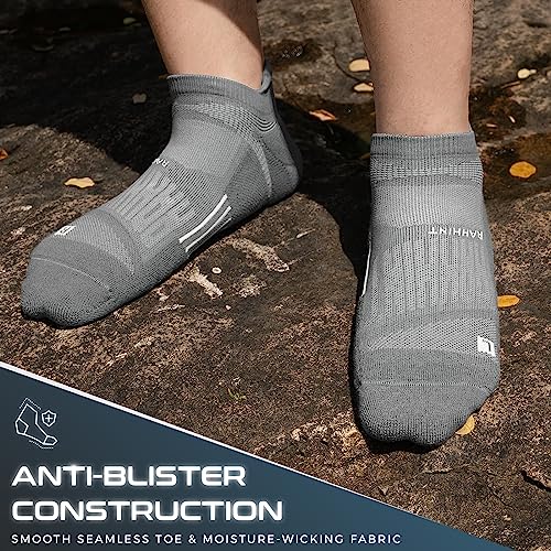 Rahhint Running Ankle socks Coolmax Moisture Wicking & Breathable Cushioned - color: Grey, size: Medium