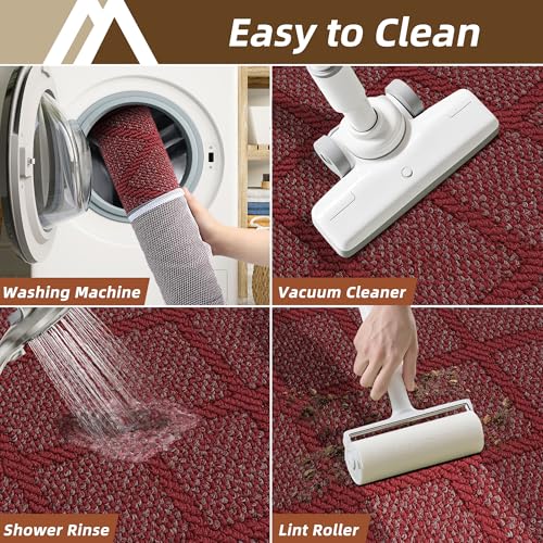 COSY HOMEER Kitchen Rugs, 2 PCS Kitchen Mats Non Slip Washable,Red - color: Red, size: 20"x32" + 20"x48"