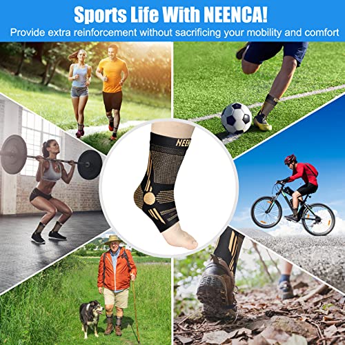 NEENCA Foot & Ankle Brace Socks for Sprained-Ankle Compression Sleeves Set - color: High Copper, size: Small