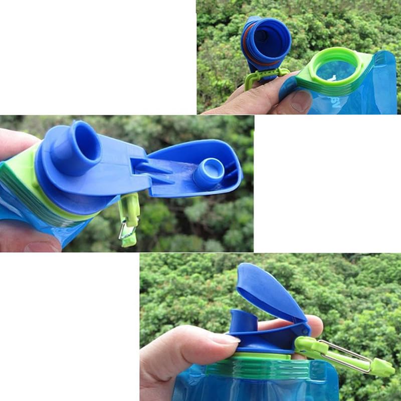 Collapsible Water Bottles for Travel – 22oz Foldable Water Bottle with Carabiner,Leakproof BPA-Free Water Jup, Portable Reusable Water Bottle for Hiking,Sports,Camping,Biking (3)