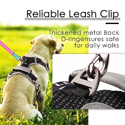 ThinkPet No Pull Harness for Small Medium Large Dogs, Reflective Padded Vest with Handle, Adjustable Star Style - color: Bright Black, size: S(Chest:14"-22")