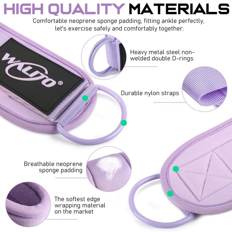 Ankle Straps for Cable Machines, Leg Straps for Glute Kick Back Accessories - color: Macaron Purple