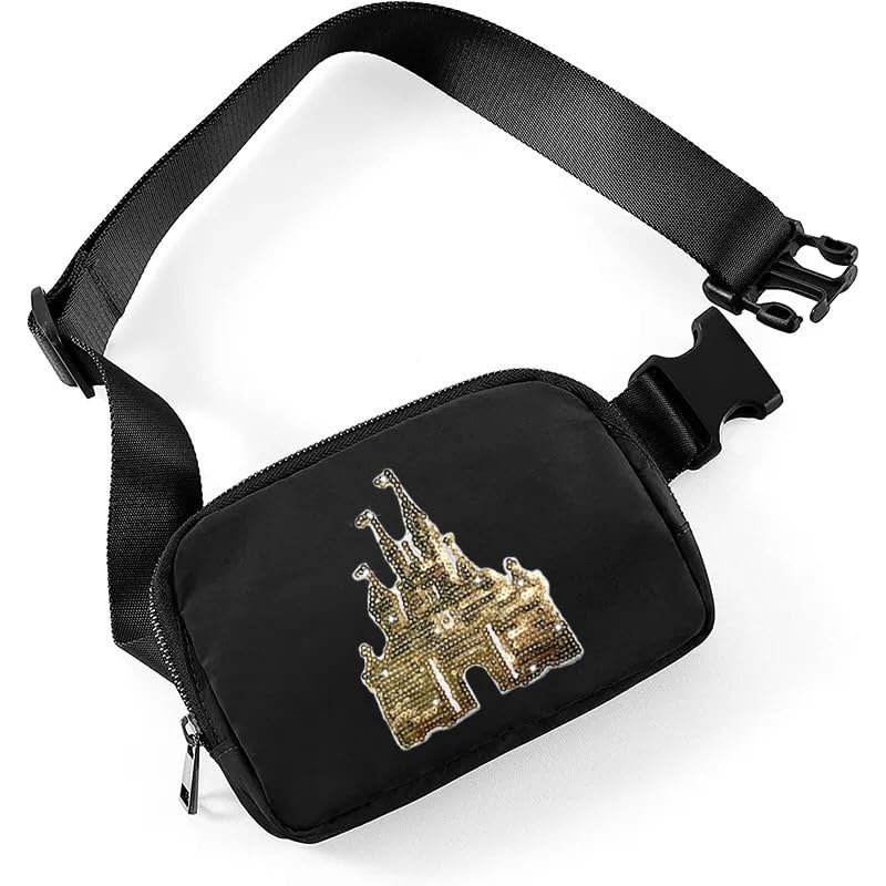 Magic Kingdom Sequin Belt Bag for Women Waterproof Waist Fanny Pack for Teen Girls Crossbody Bags for Traveling Jogging (whiteA) - color: whiteA