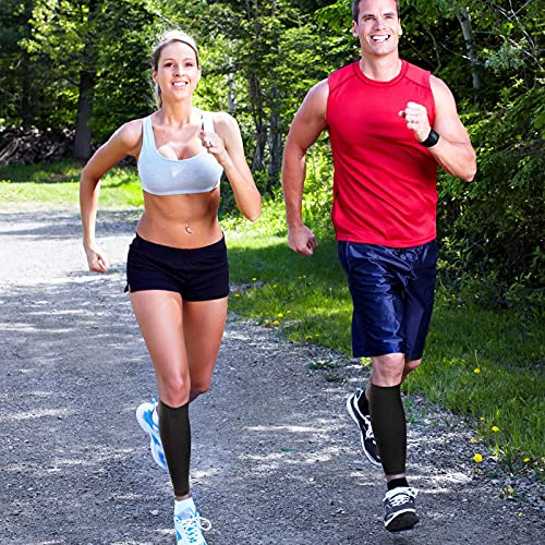SATINIOR 4 Pairs Calf Compression Sleeve Leg Compression Sock Calf and Shin Support Relieve Calf Pain for Men Women Running (Black, X-large)