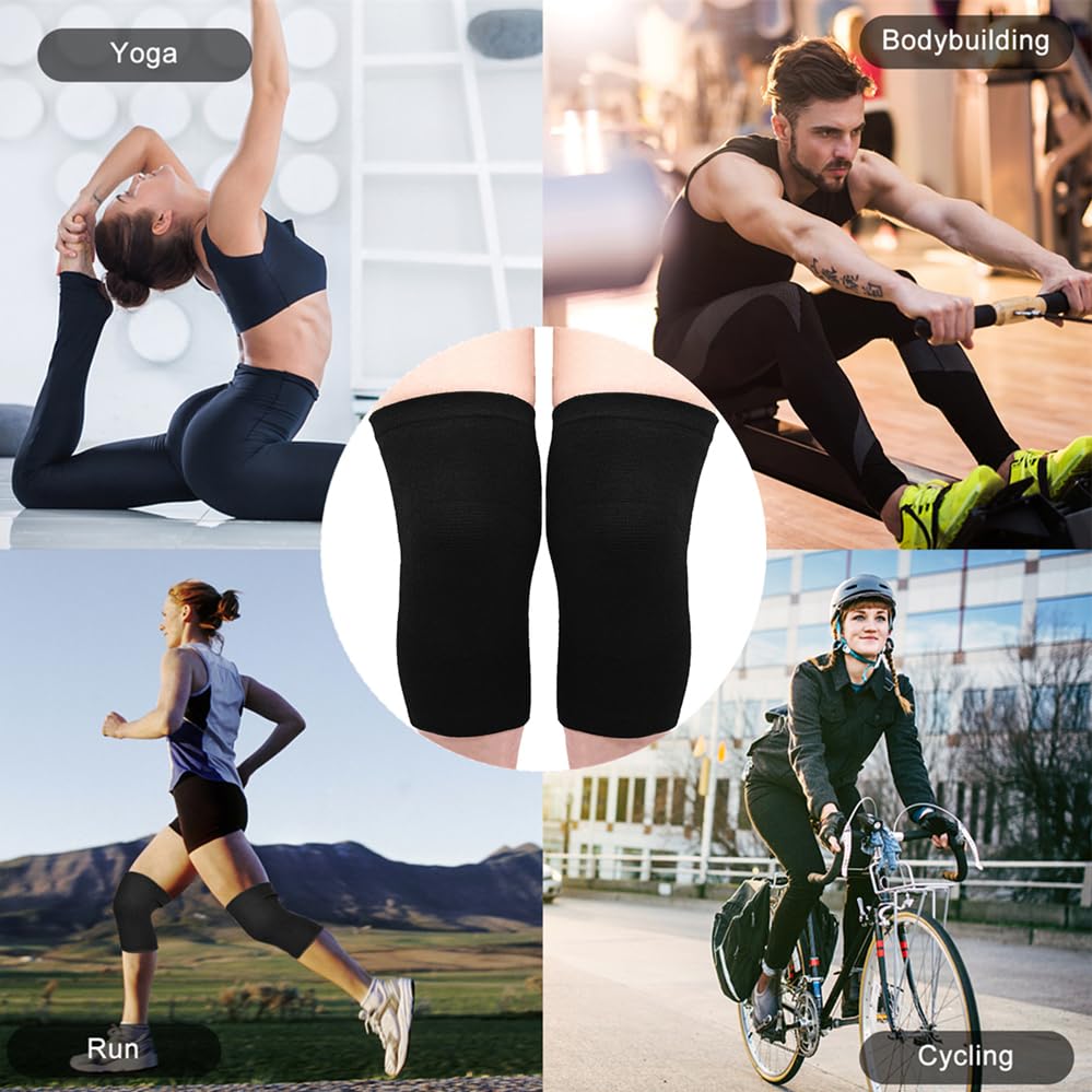 2 Pack Knee Brace, Sport Knee Pad, Knee Support Compression Sleeve, Running Knee Protector for Knee Pain Knee Band Men Women Stabilizer Wraps (Black, Medium) - size: Medium
