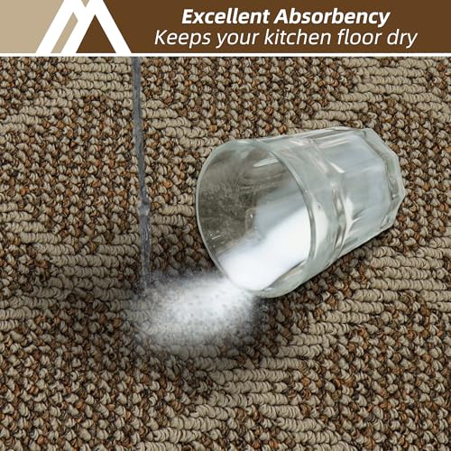 COSY HOMEER Kitchen Rugs, 2 PCS Kitchen Mats Non Slip Washable,Beige - color: Beige, size: 24"x36" + 24"x60"