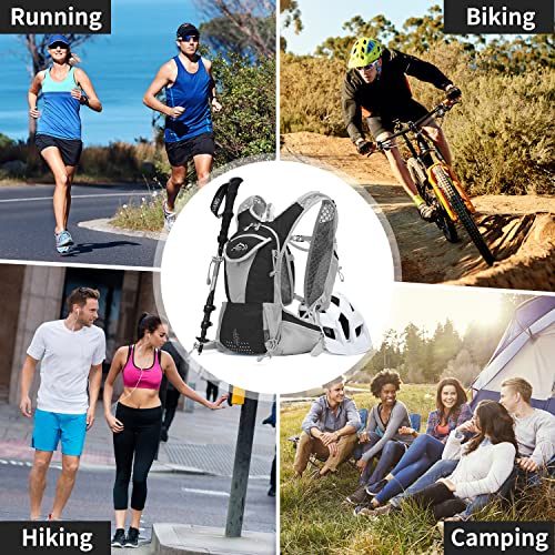 IX INOXTO Hydration Pack Backpack, Lightweight Water Backpack with 2L Hydration Bladder Daypack for Men Women,Running Hydration Vest for Trail Running Hiking Cycling Race Climbing - color: Black grey - 2L