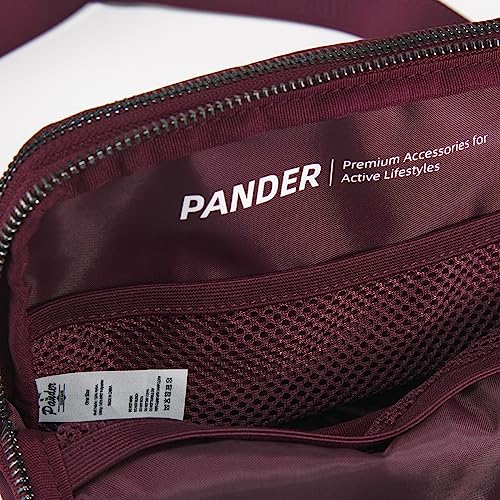 Pander Nylon Fanny Pack Belt Bag for Women with 5 Zipper Pockets - color: Red Merlot