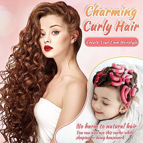Selizo 30Pcs 9.45"x0.55" Flexible Hair Rollers, Foam Curlers for Short, Medium and Long Hair, No Heat Curlers, Hair Rods - Pink(Diameter 0.55') - color: Pink(Diameter 0.55")