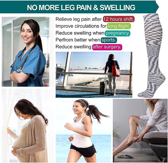 LEVSOX Compression Socks Women and Men, 20-30mmHg, Best for Nurses, Travel, Pregnancy - color: 4 Pairs Spacedye, size: Small