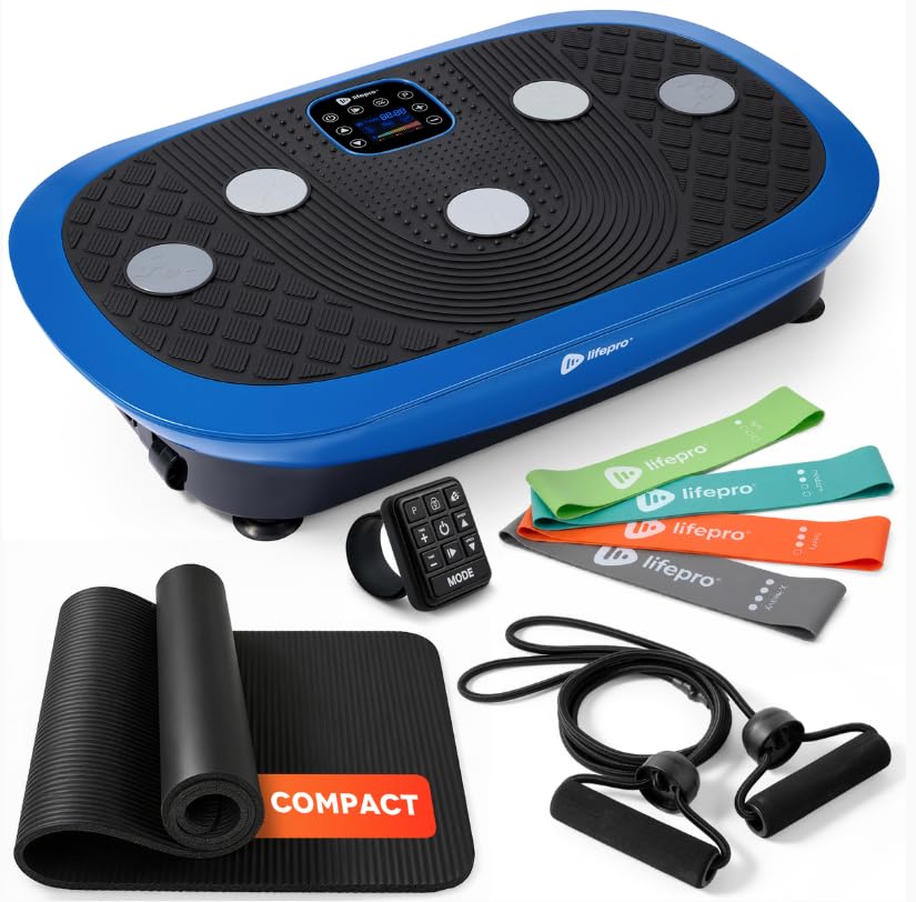 Lifepro Rumblex 4D Vibration Plate Exercise Machine with 7 Training Modes - color: Blue, size: Plus Mini