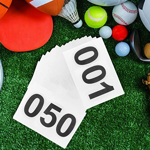 Running Bibs Race Competitor Numbers Waterproof Runners Race Numbers with Safety Pins for Marathon Races Events 5.9" x 7.9" - style: Number 201-300