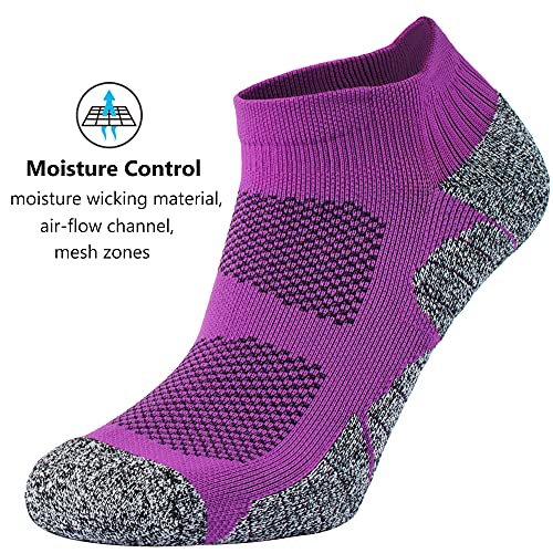 CWVLC Cushioned Athletic Ankle Compression Socks for Women Men 3/6 Pairs - color: 3-pairs Purple, size: Medium