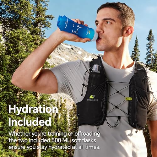 N NEVO RHINO Running Hydration Vest with 2 TPU 500ml Soft Flask - color: black, size: Small