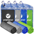 YQXCC 4 Pack Cooling Towels, 40"x12", Ice Cool Towels for Neck & Face - color: Dark Blue, Green, Dark Gray, Light Gray