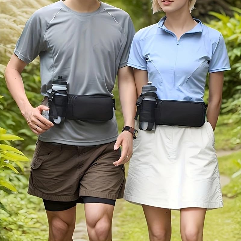 Running Fanny Pack with Water Bottle Holder, Waist Pack Hydration Belt for Men Women, Adjustable Water Resistant Belt Bag for Hiking Walking Travel Dog Walking