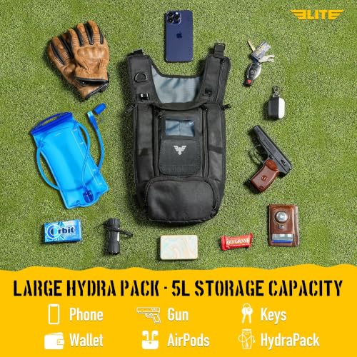 Elite Hydra Running Chest Pack w/ Phone Holder Touch Friendly, Camera Pocket for Men/Women Lightweight Hydration Vest Chest Rig w/ Water Bladder for Marathon, Cycling, ADV Camping, Skiing - size: Large