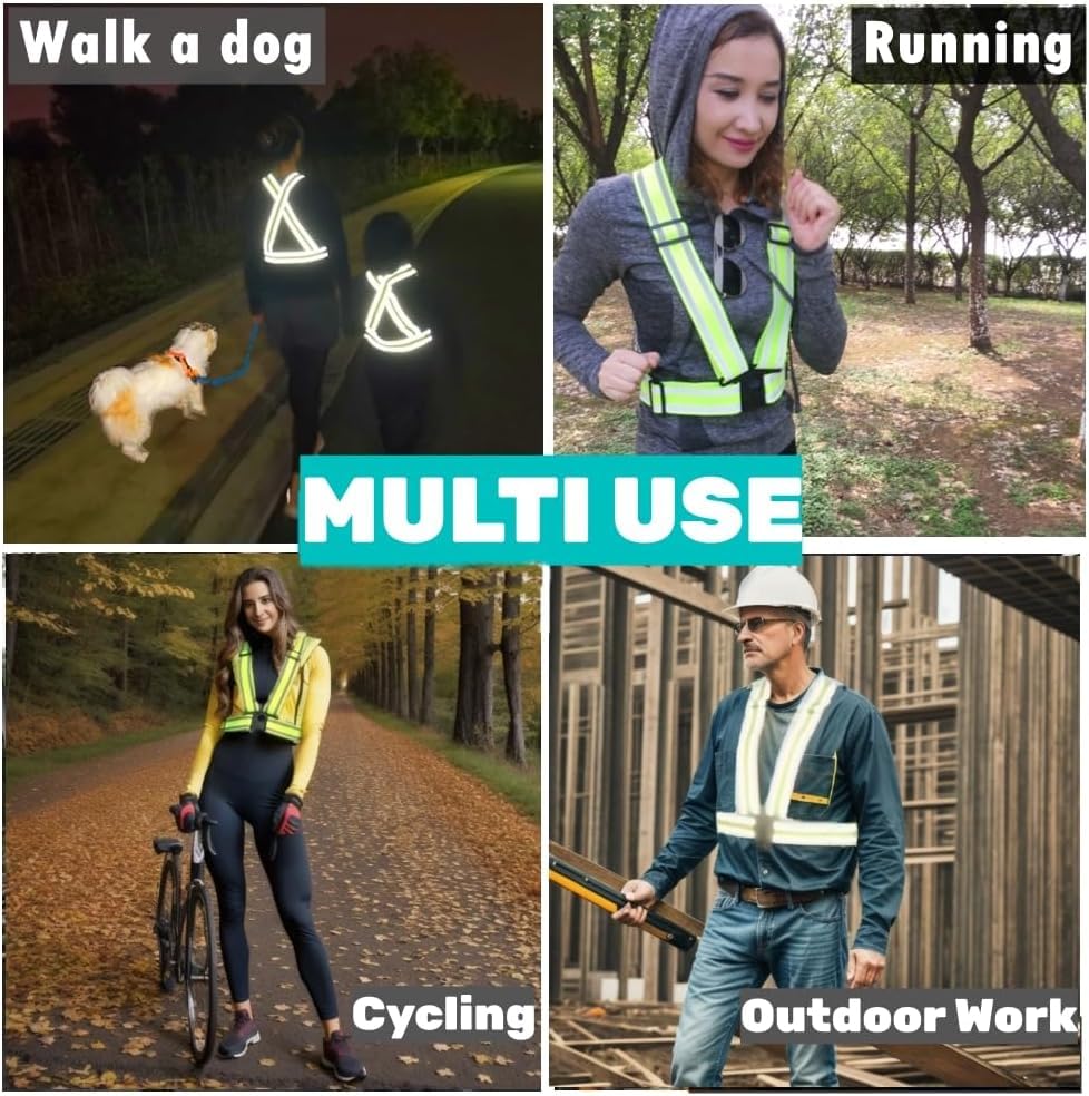 7PC Reflective Hi Vis Safety Vest Straps Construction Running Gear XXL - color: 7pc-yellow, size: XX-Large