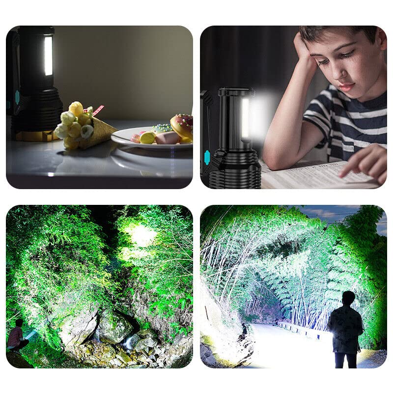 Wrrozz LED Flashlight USB Rechargeable, 8 Modes with Side Light & Hooks - size: C