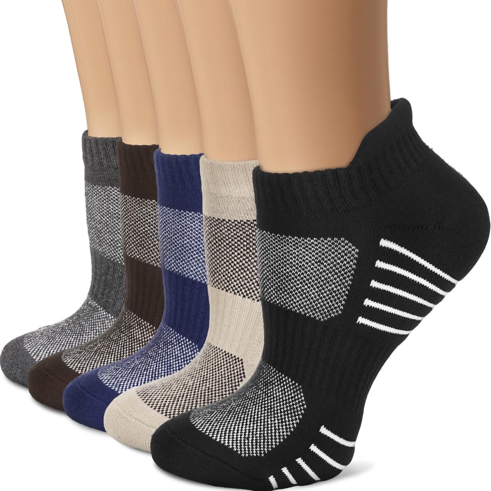 Iseasoo Ankle Compression Socks for Women Men, 5 Pairs Copper Running Socks - color: A10 - Multicoloured, size: Small-Medium